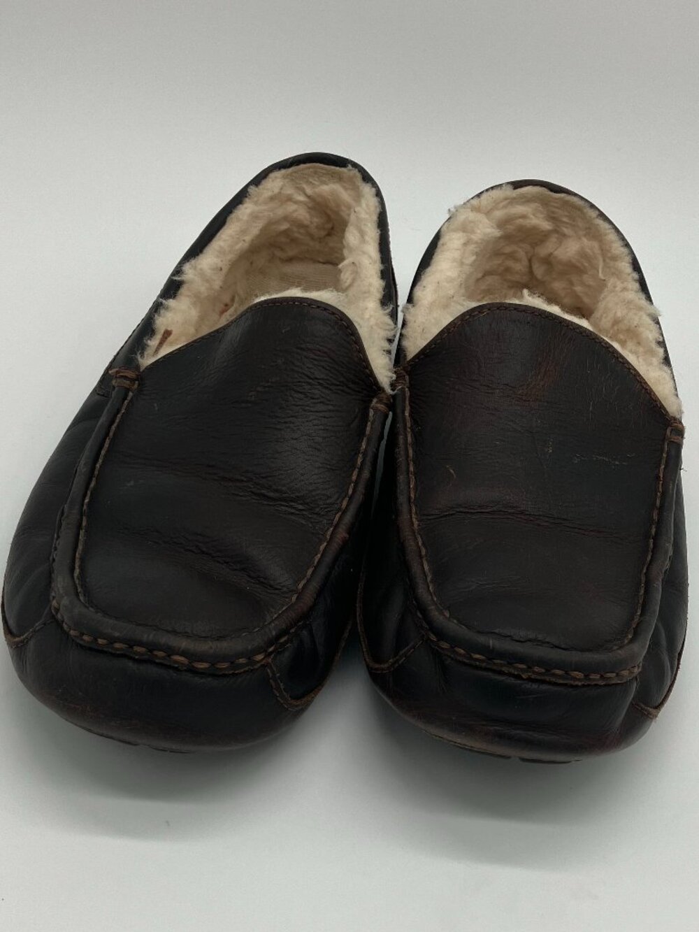 Uggs Ascot Leather Slipper Moccosins Chocolate Mens Sz 12